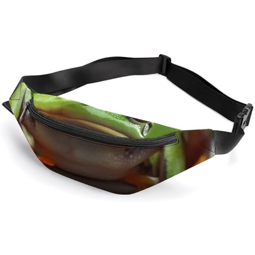 Bauchtasche für Damen und Herren, Gürteltasche, Bauchtasche, Bauernhofkuhbilder, Hüfttasche mit verstellbarem Riemen, Lustige Frösche, 36*15cm, Art déco von LMNGH