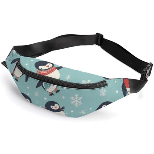 Bauchtasche für Damen und Herren, Gürteltasche, Bauchtasche, Kunst, Huhnmalerei, Hüfttasche mit verstellbarem Riemen, Weihnachts-Pinguine, 36*15cm, Art déco von LMNGH
