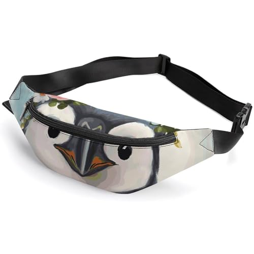 Bauchtasche für Damen und Herren, Gürteltasche, Bauchtasche mit Pinguin mit Blumen, Hüfttasche mit verstellbarem Riemen, Pinguin mit Blumen, 36*15cm, Art déco von LMNGH
