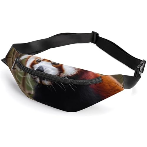 Bauchtasche für Damen und Herren, Gürteltasche, Fantasie-Tier-Hüfttasche mit verstellbarem Riemen, Roter Panda auf Baumzweig, 36*15cm, Art déco von LMNGH