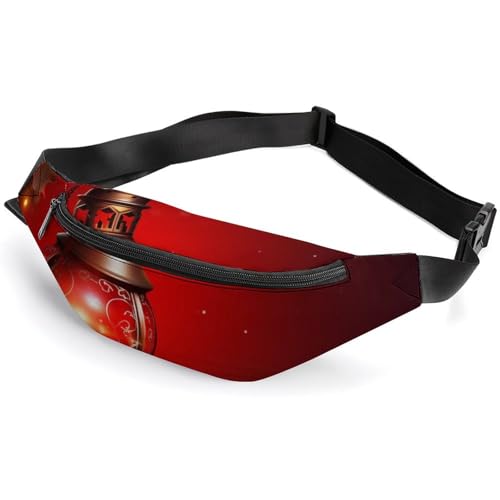 Bauchtasche für Damen und Herren, Gürteltasche, Hüfttasche, niedliche Hunde, mit verstellbarem Riemen, Rote Weihnachts-Laterne, 36*15cm, Art déco Bauchtasche für Damen und Herren, Gürteltasche, Hüfttasche, niedliche Hunde, mit verstellbarem Riemen, Rote Weihnachts-Laterne, 36*15cm, Art déco von LMNGH
