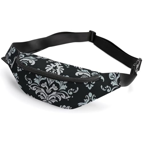 Bauchtasche für Damen und Herren, Gürteltasche, Huhn-Druck, Hüfttasche mit verstellbarem Riemen, Damastmuster, 36*15cm, Art déco von LMNGH