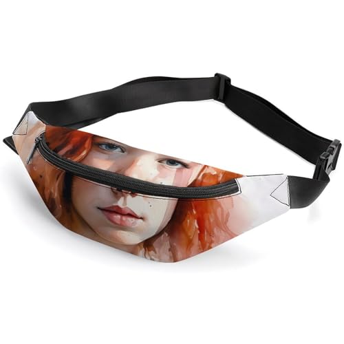 Bauchtasche für Damen und Herren, Gürteltasche, Sonnenblumen-Ölgemälde, Hüfttasche mit verstellbarem Riemen, Red Hair Woman, 36*15cm, Art déco von LMNGH