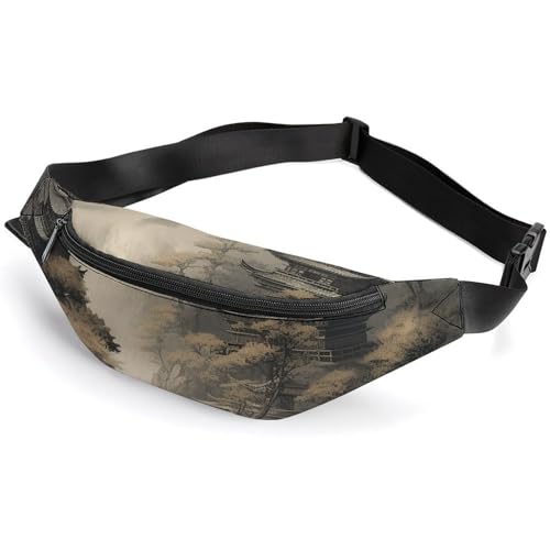 Bauchtasche für Damen und Herren, Gürteltasche, Weltraumthema, Kunst-Hüfttasche mit verstellbarem Riemen, Architektur im chinesischen Stil, 36*15cm, Art déco von LMNGH
