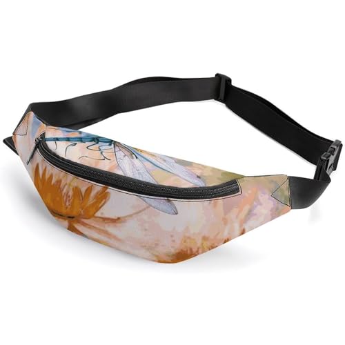 Bauchtasche für Damen und Herren, Gürteltasche, amerikanische Spanien-Flagge, Hüfttasche mit verstellbarem Riemen, Libellen-Lilie, 36*15cm, Art déco von LMNGH