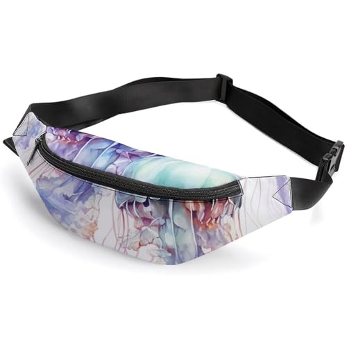 Bauchtasche für Damen und Herren, Gürteltasche, niedlicher Baby-Igel, Hüfttasche mit verstellbarem Riemen, Aquarell-3D-Quallen, 36*15cm, Art déco Bauchtasche für Damen und Herren, Gürteltasche, niedlicher Baby-Igel, Hüfttasche mit verstellbarem Riemen, Aquarell-3D-Quallen, 36*15cm, Art déco von LMNGH