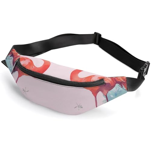 Bauchtasche für Damen und Herren, Gürteltasche, schöne Kolibris, Hüfttasche mit verstellbarem Riemen, Flamingos, 36*15cm, Art déco von LMNGH