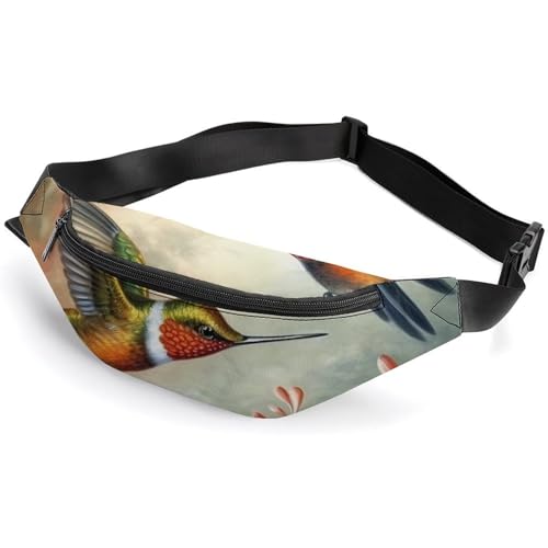 Bauchtasche für Damen und Herren, Gürteltasche, schöne Kolibris, Hüfttasche mit verstellbarem Riemen, Schöne Kolibri, 36*15cm, Art déco von LMNGH