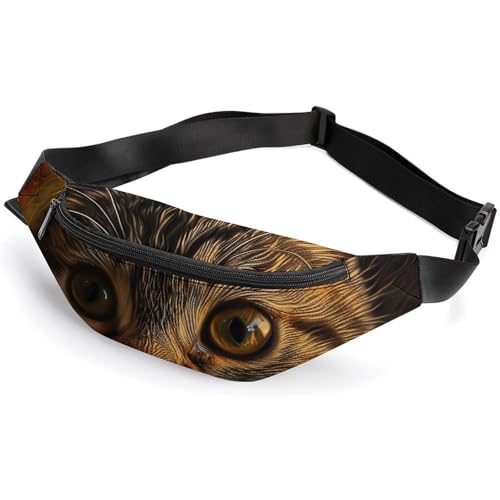 Bauchtasche für Damen und Herren, Gürteltasche, wunderschöne weiße Katzen-Hüfttasche mit verstellbarem Riemen, Braune getigerte Katze, 36*15cm, Art déco von LMNGH