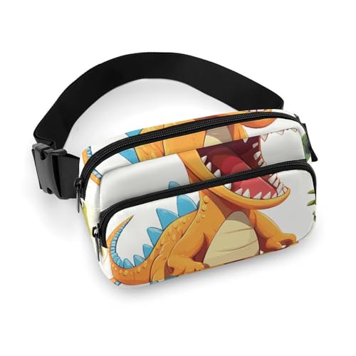 Bauchtaschen für Damen und Herren, Gürteltasche, Pinguin mit Blumen, wasserdichte Hüfttasche, Handytasche, Cartoon-Dinosaurier-Bilder., 20x13cm, Art déco von LMNGH