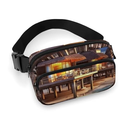 Bauchtaschen für Damen und Herren, Gürteltasche, Vögel, die auf einem Ast ruhen, wasserdichte Hüfttasche, Handytasche, Strandhaus-Bild, 20x13cm, Art déco von LMNGH