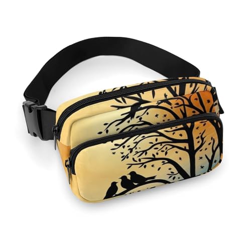 Bauchtaschen für Damen und Herren, Gürteltasche, Vogelfamilie, wasserdichte Hüfttasche, Handytasche, Vogelfamilie, 20x13cm, Art déco von LMNGH