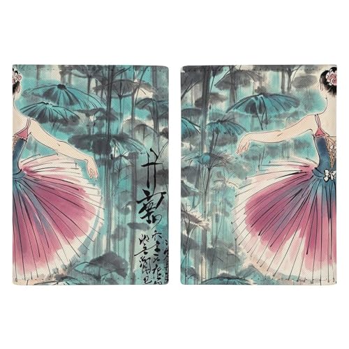 Klassisches Ballett, elegante Ballerina-Leder-Passhülle, handgefertigt, mit Karten- und Ticketschlitz, einfacher Zugriff, Reisepasshülle, Reisepasshülle für Damen und Herren, Stil, Stil:, 20.3x13.8cm von LMNGH
