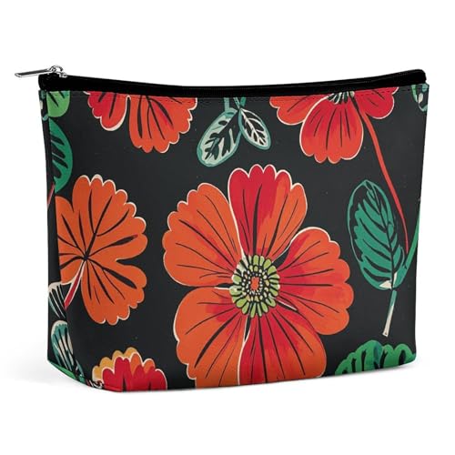 Make-up-Tasche, Reise-Kosmetiktasche, tragbar, Vintage-Stil, Blumenmuster, Kulturbeutel, große Kapazität, Reißverschluss, Make-up-Organizer, wasserdicht, Kulturbeutel für Damen und Herren, Vintage von LMNGH
