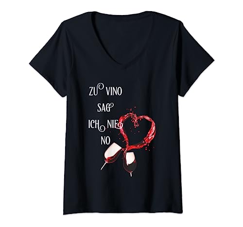 Damen zu vino sag ich nie no T-Shirt mit V-Ausschnitt Damen zu vino sag ich nie no T-Shirt mit V-Ausschnitt von LMNTRIX: zu vino sag ich nie no Collection