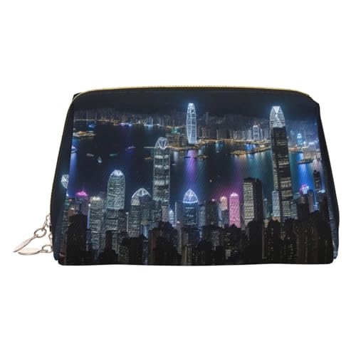 LMNUDS Aerial Night Of View Hongkong Reise-Kosmetiktasche, kompakter Make-up-Organizer für Damen, Gold, Einheitsgröße von LMNUDS