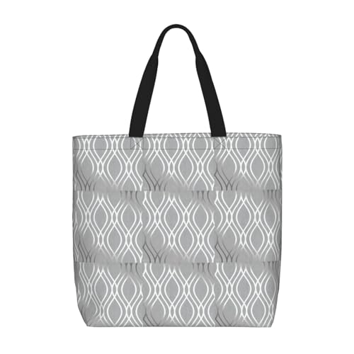 LMNUDS Damen-Einkaufstasche mit silberner geometrischer Figur, leicht, eine Schulter mit Innentasche, Umhängetasche, Schwarz , Einheitsgröße von LMNUDS