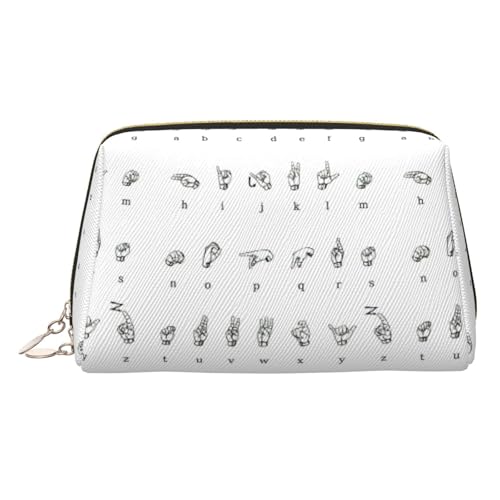 LMNUDS Kulturbeutel in Gebärdensprache, Alphabet, Reisebereit, kompakter Make-up-Organizer für Damen, Gold, Einheitsgröße von LMNUDS