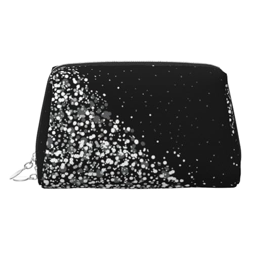 LMNUDS Kulturbeutel mit Glitzer, kompakter Make-up-Organizer für Damen, Schwarz / Weiß, silber, Einheitsgröße von LMNUDS