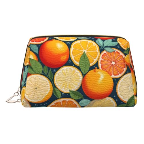 LMNUDS Kulturbeutel mit Zitrusfruchtmuster, kompakter Make-up-Organizer für Damen, Gold, Einheitsgröße von LMNUDS