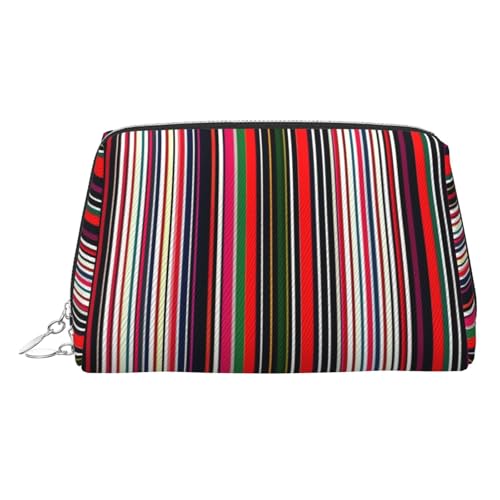 LMNUDS Kulturbeutel mit farbigen Streifen, vertikal, für Reisen, kompakter Make-up-Organizer für Damen, silber, Einheitsgröße von LMNUDS