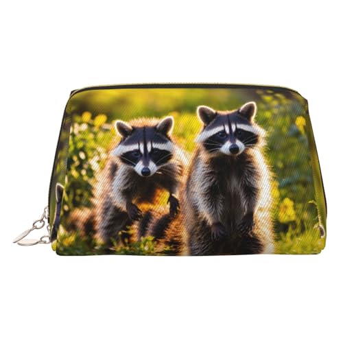 LMNUDS Kulturbeutel mit süßem Waschbär-Motiv, kompakter Make-up-Organizer für Damen, gold, Einheitsgröße von LMNUDS