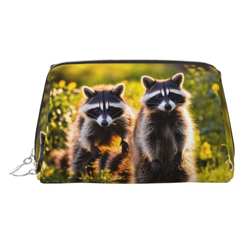 LMNUDS Kulturbeutel mit süßem Waschbär-Motiv, kompakter Make-up-Organizer für Damen, silber, Einheitsgröße von LMNUDS