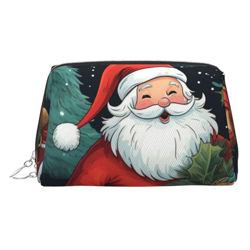 LMNUDS Kulturbeutel mit süßem Weihnachtsmann, für unterwegs, kompakter Make-up-Organizer für Damen, silber, Einheitsgröße von LMNUDS