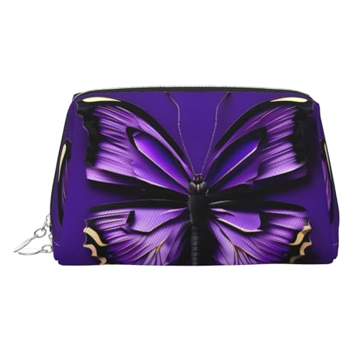 LMNUDS Kulturbeutel mit süßem lila Schmetterling, kompakter Make-up-Organizer für Damen, silber, Einheitsgröße von LMNUDS