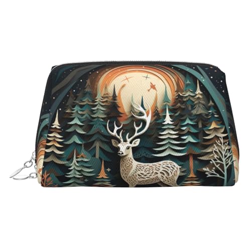 LMNUDS Kulturbeutel mit weihnachtlichem Hirschmotiv, kompakter Make-up-Organizer für Damen von LMNUDS
