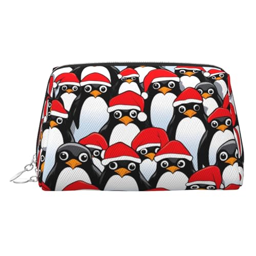 LMNUDS Kulturbeutel mit weihnachtlichen Pinguinen, kompakter Make-up-Organizer für Damen, silber, Einheitsgröße von LMNUDS