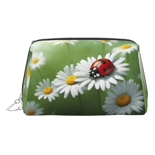LMNUDS Ladybug On Daisy Flower Reise-Kulturbeutel, kompakter Make-up-Organizer für Damen, silber, Einheitsgröße von LMNUDS