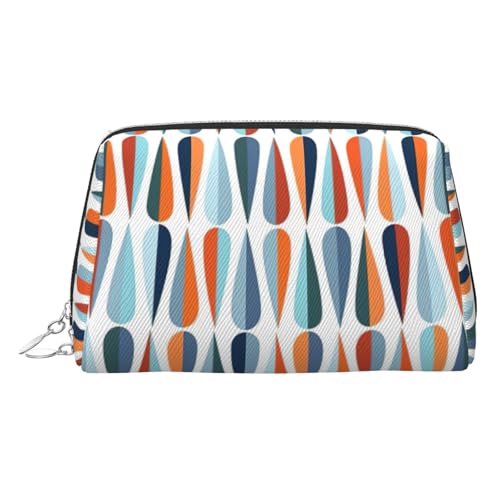 LMNUDS Mid Century Moderner Retro-Kulturbeutel mit Tropfenformen, für Reisen, kompakter Make-up-Organizer für Damen, silber, Einheitsgröße von LMNUDS