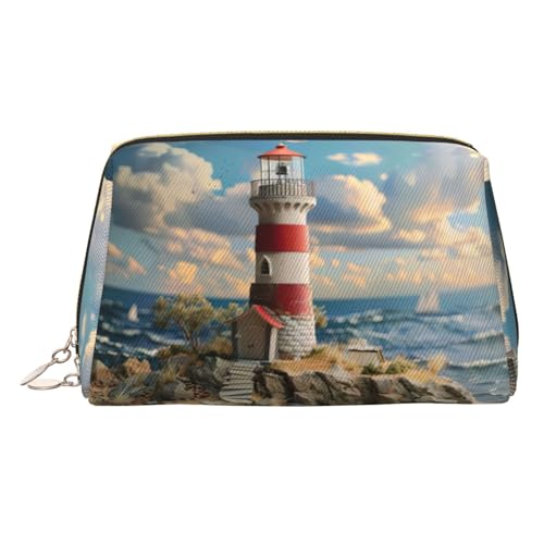 LMNUDS The Seaside Kulturbeutel mit Leuchtturm-Design, kompakter Make-up-Organizer für Damen von LMNUDS