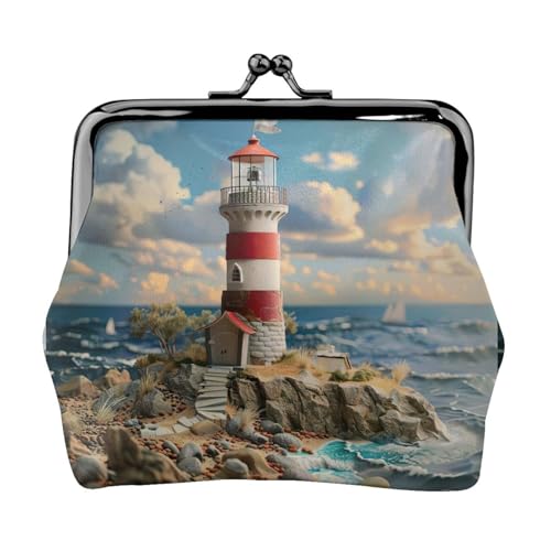 The Seaside Lighthouse Printing Small Travel Kit Wallet, Compact Pouch For Camping Adventures And Fishing Trips, Schwarz, Einheitsgröße, Art Deco von LMNUDS