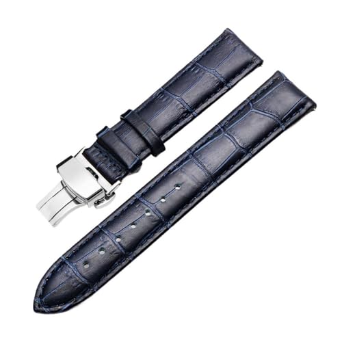 LMPVPDGADZ 16mm18mm19mm20mm21mm22mm23mm SoftStrap Fit for Citizen/Fit for Rossini Quick Release Herren Damen Universal-Uhrenarmband(Dark blue silver,19mm) von LMPVPDGADZ