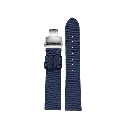 LMPVPDGADZ 18 mm/19/20/21/22/23/24 mm Nylon-Lederarmband, passend for Seiko SRPC31J1, passend for Citizen, passend for Tissot, alle großen Marken, Herren-Armband(Blue silver,23mm) von LMPVPDGADZ