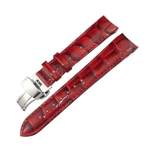 LMPVPDGADZ 18mm Crimson Lederarmband passend for Tissot 1853 T035 T035210 T035207 Armband Damen gebogenes Uhrenarmband(Crimson,18MM_ROSE BUCKLE) von LMPVPDGADZ