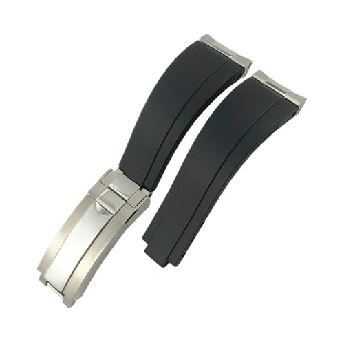 LMPVPDGADZ 19 mm, 20 mm, 21 mm, Metallglied, gebogenes Ende, Gummi-Armband, passend for Rolex Submariner, passend for DAYTONA Yacht-Master, passend for GMT-Armband, Silikonarmbänder(Black,21MM_ROSE) von LMPVPDGADZ