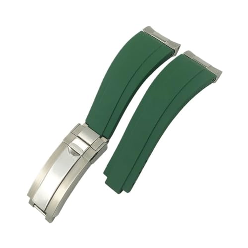 LMPVPDGADZ 19 mm, 20 mm, 21 mm, Metallglied, gebogenes Ende, Gummi-Armband, passend for Rolex Submariner, passend for DAYTONA Yacht-Master, passend for GMT-Armband, Silikonarmbänder(Green,19MM_GOLD) von LMPVPDGADZ