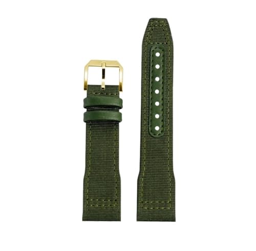 LMPVPDGADZ 20 21 22mm Blau Grün Armband Passend for IWC Nylon Leder Armband Big Pilot Little Prince Mark 18 Uhrenarmband(Green gold pin,20mm) von LMPVPDGADZ