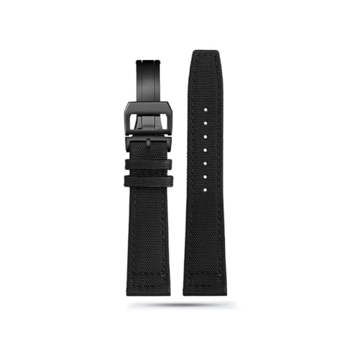LMPVPDGADZ 20mm 21mm 22mm Nylon Canvas Stoff Uhrenarmband passend for IWC Pilot Spitfire Timezone Top Gun Strap Faltschließe Gürtel Armbanduhr Armband(Black bk K01,22mm) von LMPVPDGADZ