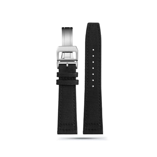LMPVPDGADZ 20mm 21mm 22mm Nylon Canvas Stoff Uhrenarmband passend for IWC Pilot Spitfire Timezone Top Gun Strap Faltschließe Gürtel Armbanduhr Armband(Black sk K01,22mm) von LMPVPDGADZ