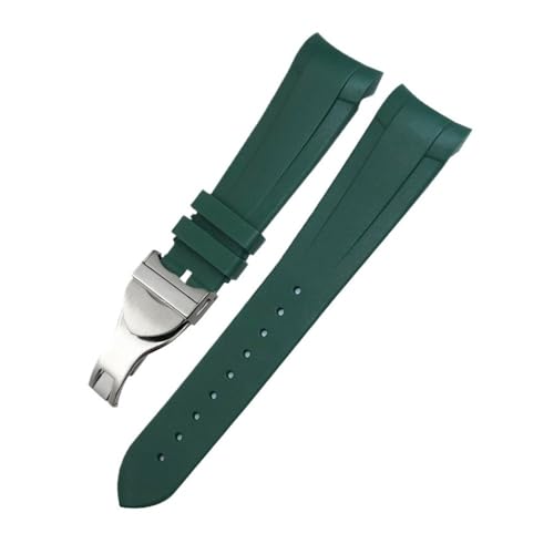 LMPVPDGADZ 20 mm, 21 mm, 22 mm, Silikon-Gummi-Armband, passend for Tudor Black Bay, passend for GMT Pelagos, gebogenes Ende, Faltschließe(Green fold,20MM_HIGH QUALITY) von LMPVPDGADZ