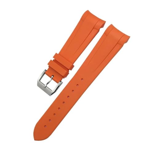 LMPVPDGADZ 20 mm, 21 mm, 22 mm, Silikon-Gummi-Armband, passend for Tudor Black Bay, passend for GMT Pelagos, gebogenes Ende, Faltschließe(Orange pin,21MM_HIGH QUALITY) von LMPVPDGADZ