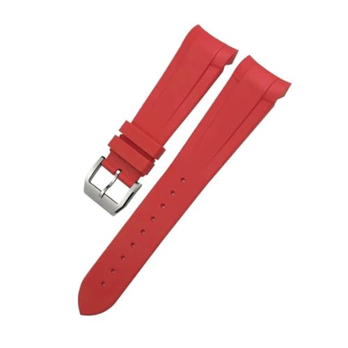 LMPVPDGADZ 20 mm, 21 mm, 22 mm, Silikon-Gummi-Armband, passend for Tudor Black Bay, passend for GMT Pelagos, gebogenes Ende, Faltschließe(Red pin,22MM_HIGH QUALITY) von LMPVPDGADZ
