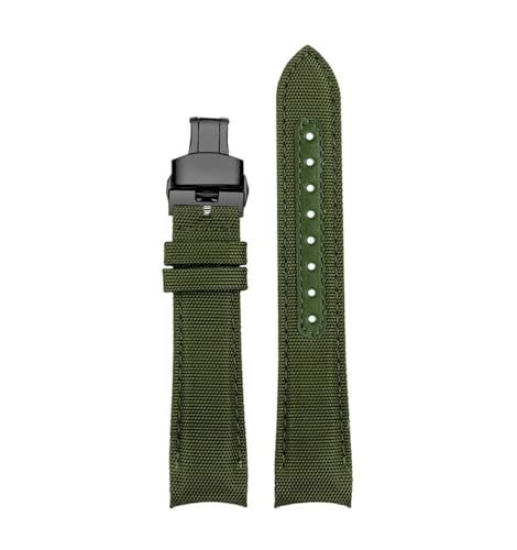 LMPVPDGADZ 20mm 22mm Armband passend for Omega Fit for Seamaster 300 Leder Nylon Canvas Handgelenkarmband passend for Rolex Water Ghost Uhrenarmband mit gebogenem Ende(Army Green bk bk,22mm) von LMPVPDGADZ