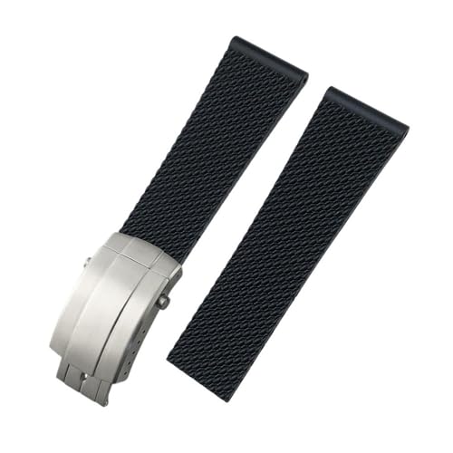 LMPVPDGADZ 20 mm 21 mm 22 mm 23 mm 24 mm geflochtenes Silikon-Gummi-Armband, passend for Breitling, passend for Superocean Navitimer Avenger, passend for Longines Uhrenarmband(Black Style 1,23mm) von LMPVPDGADZ