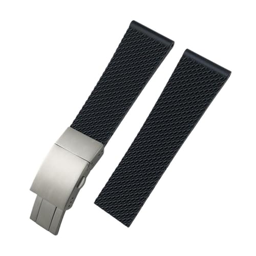 LMPVPDGADZ 20 mm 21 mm 22 mm 23 mm 24 mm geflochtenes Silikon-Gummi-Armband, passend for Breitling, passend for Superocean Navitimer Avenger, passend for Longines Uhrenarmband(Black Style 3,21mm) von LMPVPDGADZ