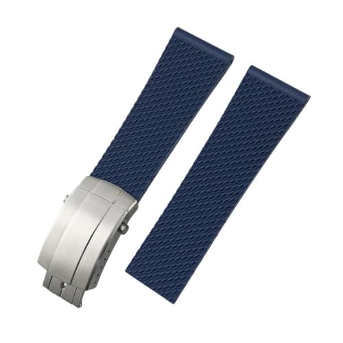 LMPVPDGADZ 20 mm 21 mm 22 mm 23 mm 24 mm geflochtenes Silikon-Gummi-Armband, passend for Breitling, passend for Superocean Navitimer Avenger, passend for Longines Uhrenarmband(Blue Style 1,24mm) von LMPVPDGADZ